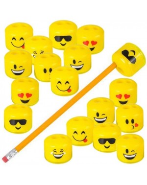 Party Favors Emoticon Sharpeners for Kids- Bulk Pack of 24- Emoji Smile Face Pencil and Crayon Sharpeners- Fun School Supplie...