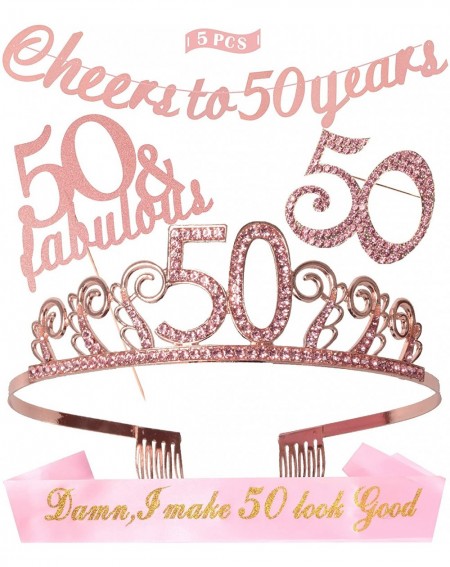Party Packs 50th Birthday Decorations Party Supplies- Pink 50th Birthday Tiara- 50th Pink Satin Sash Damn I Make 50 Look Good...