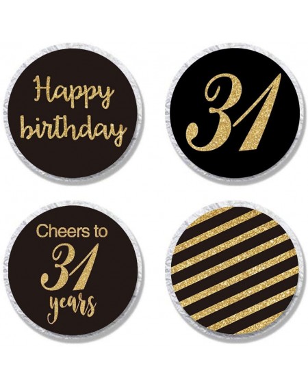 Favors Black 31th Birthday Candy Stickers- Woman or Man Gold Glitter 31 Years Birthday Party Favor Labels- Supplies- Decorati...