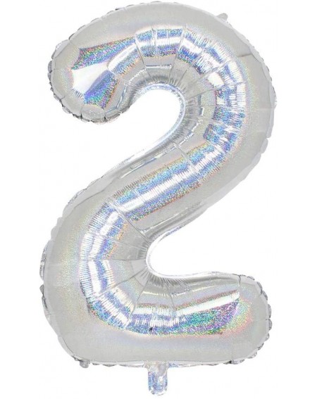 Balloons Holographic Silver Number Balloons (32-Inch- Number 2) - Number-2 - CZ18WMK7ANS $22.34
