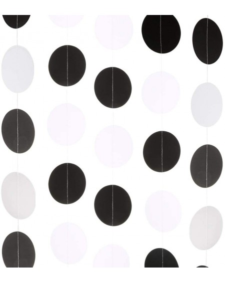 Banners & Garlands Black White Circle Dots Paper Garland Party Hanging Decorations- 2.5" Diameter- 20 Feet - CH18GMAS2IQ $7.19