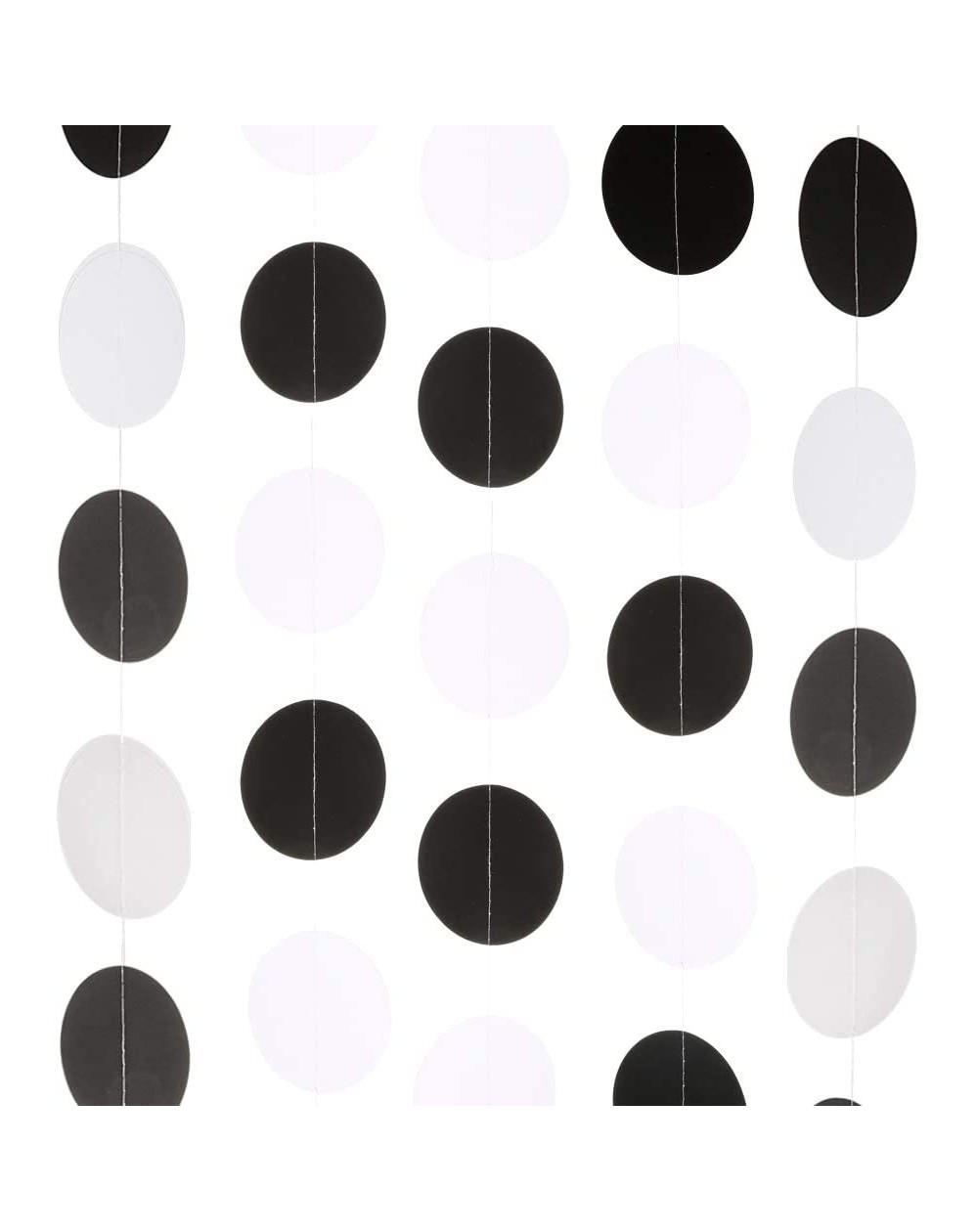 Banners & Garlands Black White Circle Dots Paper Garland Party Hanging Decorations- 2.5" Diameter- 20 Feet - CH18GMAS2IQ $7.19