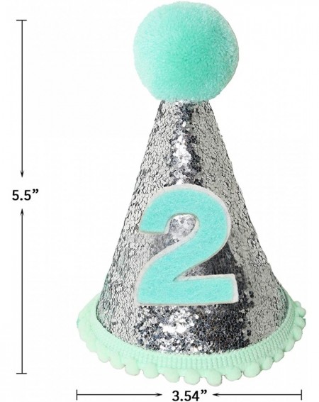 Party Hats Baby Boy 1st Birthday Cone Hat Headband Cake Smash First Birthday Party Supplies - Mint Silver 2 - CW19D0RZ7K3 $12.15