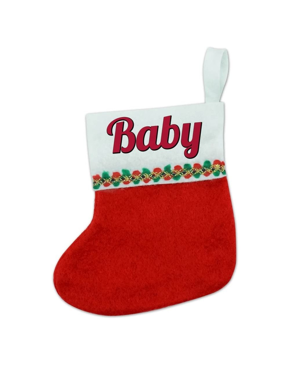 Stockings & Holders Christmas Holiday Red White Felt Mini Small Stocking - Red Text - Family - Baby - Baby - C512N1VXMW3 $9.95
