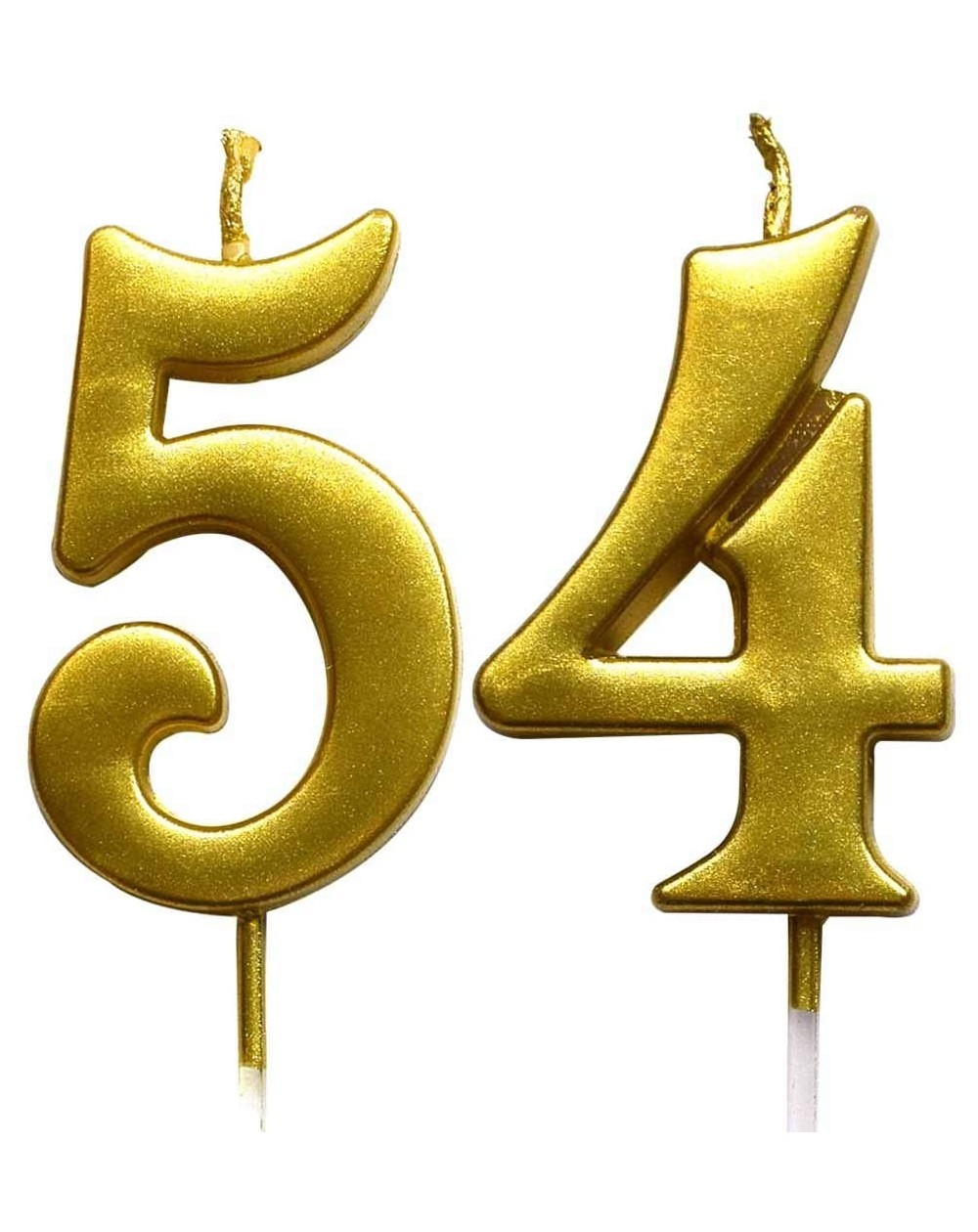 Cake Decorating Supplies Gold 54th Birthday Numeral Candle- Number 54 Cake Topper Candles Party Decoration for Women or Men -...