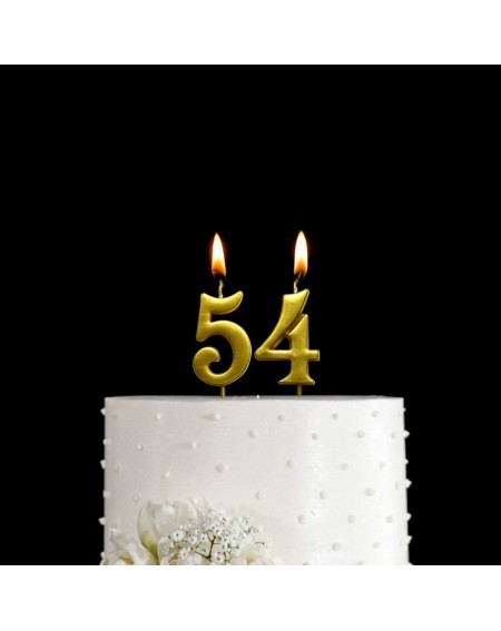 Cake Decorating Supplies Gold 54th Birthday Numeral Candle- Number 54 Cake Topper Candles Party Decoration for Women or Men -...