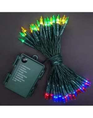 Outdoor String Lights Mini Lights- 18ft 50 LED Christmas Lights with Timer & 8 Modes- 3AA Battery Operated Waterproof String ...