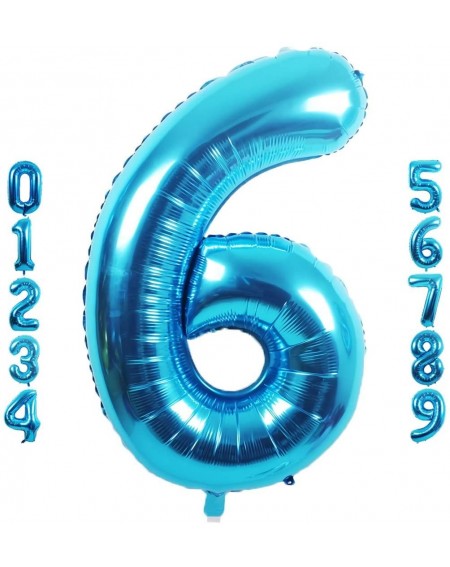 Balloons 40 inch Blue Number 6 Balloon- Big Size Digit Foil Mylar Helium Balloons for Birthday Party Celebration Decoration W...