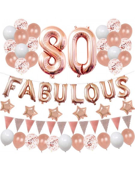 Balloons Rose Gold 80TH Birthday Party Supplies Rose Gold Fabulous Theme Happy Birthday Decorations Set 80 Birthday Banner Ro...