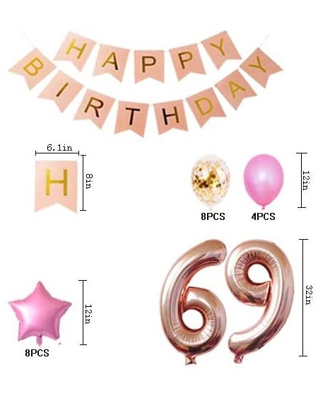 Balloons 69th Birthday Decorations Party Supplies Happy 69th Birthday Confetti Balloons Banner and 69 Number Sets for 69 Year...