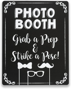 Photobooth Props Photo Booth Sign with Stand - Black Chalkboard Style- for Weddings or Any Party or Celebration - 14 inch X 1...