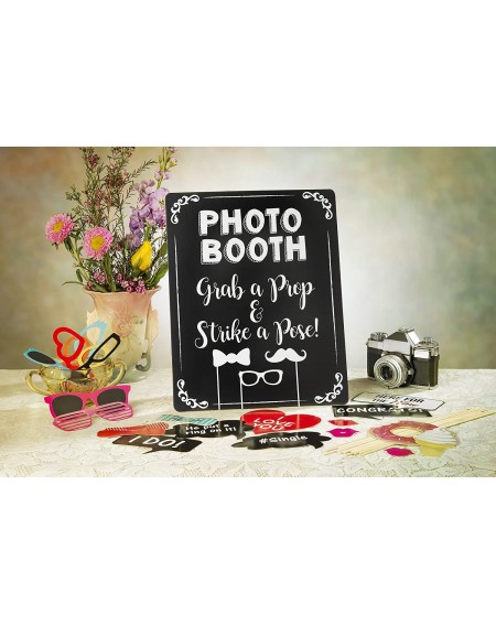 Photobooth Props Photo Booth Sign with Stand - Black Chalkboard Style- for Weddings or Any Party or Celebration - 14 inch X 1...