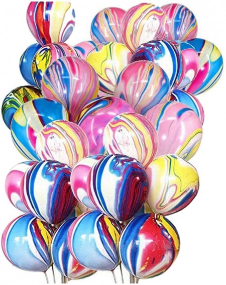 Balloons Rainbow Tie Dye Balloon Decorations - Set Of 50 Colorful Marble Agate Party Balloons In A Decoration Pack - CB196S0X...