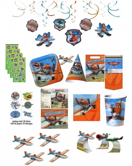 Party Packs Planes Birthday Set for 8 includes Plates- Cups- Napkins- TableCover- Decorations- Favors- Loot Bags and More - C...