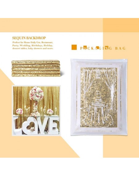 Photobooth Props Gold Sequin Backdrop Curtain 2 Pieces 2ftx8ft Shimmer Photography Background Drapes for Wedding Patry Christ...