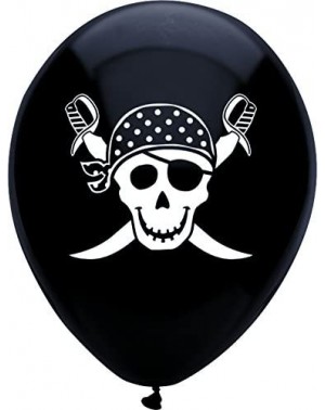 Balloons Pirate Printed Latex Balloons- 12-Inch Round- 8-Count- Pitch Black- 8 CT - Pirates - CZ117WE5PLX $12.39