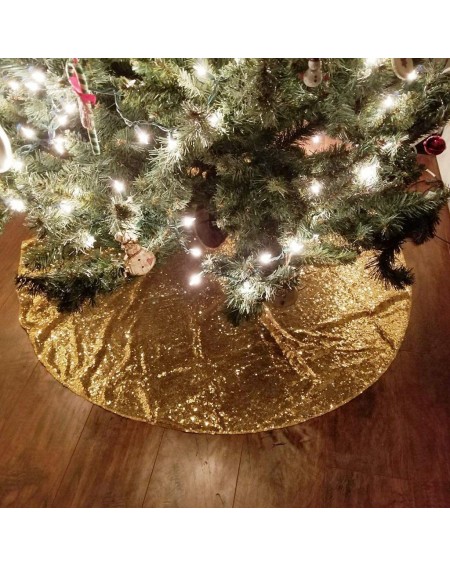 Tree Skirts Christmas Tree Skirt Sequin Tree Skirt 48-Inch Gold - New Gold - CJ18ZZWU85D $14.73