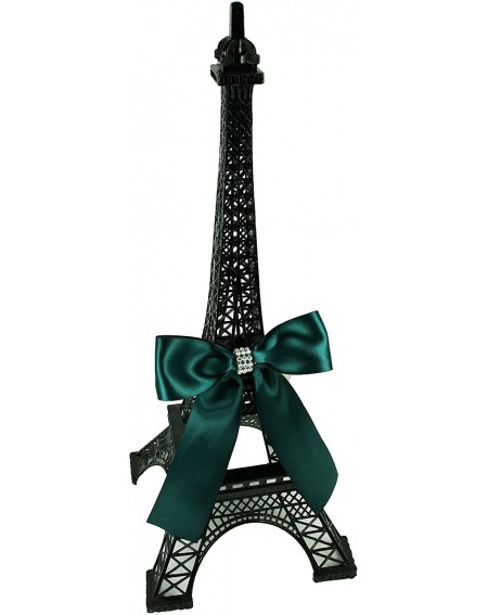 Centerpieces 6" Tall Black Metal Eiffel Tower Cake Topper with Satin Bow Designed with Rhinestones Choose Bow Color - Hunter ...
