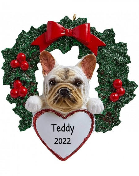 Ornaments Personalized French Bulldog with Wreath Christmas Tree Ornament 2020 - Fluffy Dog Heart Paw Pure Love Stubborn Lazy...