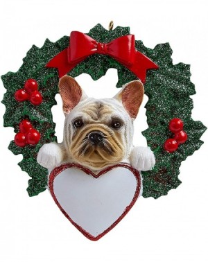 Ornaments Personalized French Bulldog with Wreath Christmas Tree Ornament 2020 - Fluffy Dog Heart Paw Pure Love Stubborn Lazy...