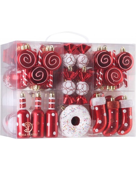 Ornaments 80-Pack Assorted Shatterproof Christmas Ball Ornaments Set Decorative Baubles Pendants with Reusable Hand-held Gift...