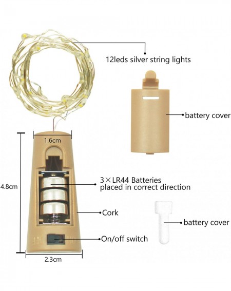 Indoor String Lights Wine Bottle Lights with Cork- 10 Pack 12 LED Battery Operated LED Fairy Mini String Lights for DIY- Part...