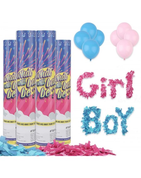 Confetti Gender Reveal Confetti Cannons Popper-Baby Reveal Party Supplies 12 Inch Biodegradable Confetti (2 Pink & 2 Blue) fo...