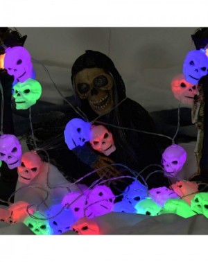 Indoor String Lights 30 LED Halloween Skull String Lights- Battery Operated 8 Modes Fairy Lights with Remote- 16.4ft Waterpro...
