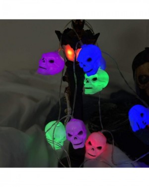 Indoor String Lights 30 LED Halloween Skull String Lights- Battery Operated 8 Modes Fairy Lights with Remote- 16.4ft Waterpro...