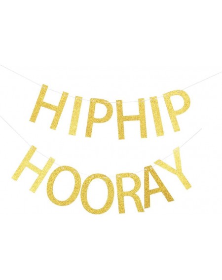 Banners & Garlands Hip Hip Hooray Banner- Gold Glitter Sign for Birthday Party- Graduation/Engagement/Wedding/Anniversary Par...