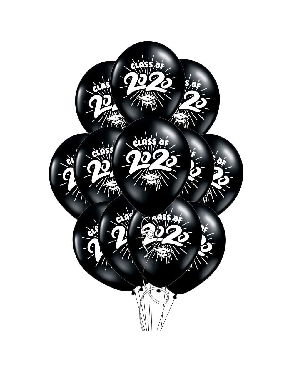 Balloons School Colors Graduation 11" Latex Balloons - Pack of 12 (2020- Black) - Black - CH1950SX5W4 $14.16