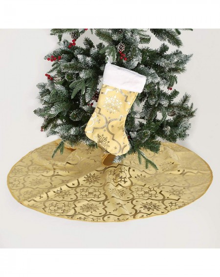Tree Skirts 47 Inches Christmas Tree Skirt & Long Christmas Stocking- Snowflake Xmas Tree Skirt Christmas Decorations Ornamen...