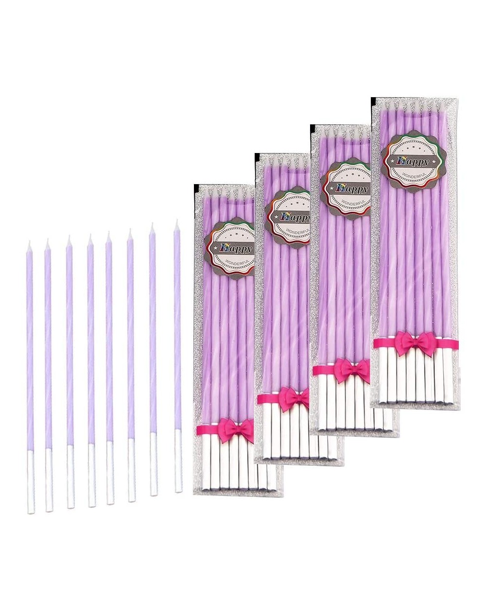 Birthday Candles 32 Count Birthday Candles Long Thin Cake Candles Metallic Birthday Candles in Holders for Party Wedding Birt...