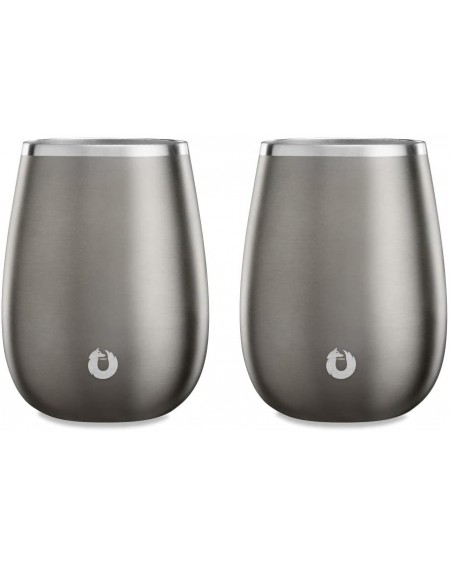 Tableware Insulated Stainless Steel Wine Glasses- Pinot Noir- Set of 2- Olive Grey - Olive Grey - CM18D8QC2WQ $58.33