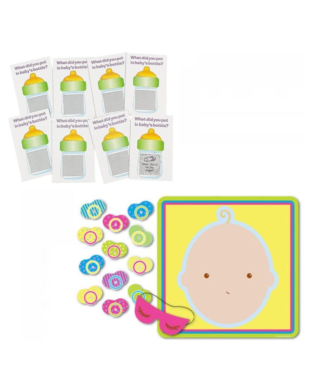 Party Games & Activities Baby Shower Games - Pin the Pacifier on the Baby - Scratch-n-Win Tickets - C518E7XZTSR $19.30