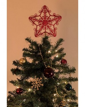 Tree Toppers Red Star Christmas Tree Topper - Festive Christmas Decor - Sparkling Shatter Resistant Plastic - 8 inch Tall - P...