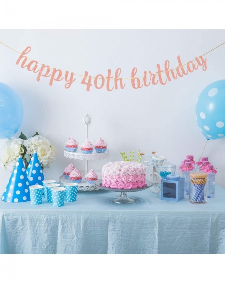 Banners & Garlands Glitter Happy 40th Birthday Banner - Forty Sign Banner - Cheers to 40 Years Birthday Party Bunting Decorat...