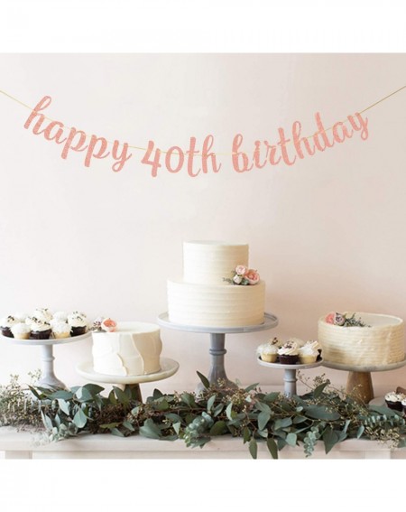 Banners & Garlands Glitter Happy 40th Birthday Banner - Forty Sign Banner - Cheers to 40 Years Birthday Party Bunting Decorat...