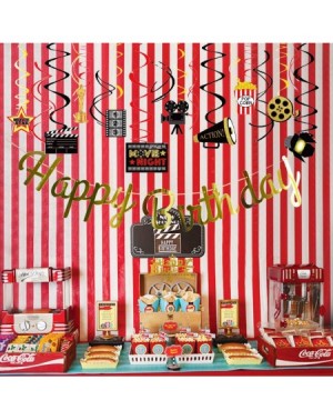 Balloons Movie Night Decorations Movie Theme Party Decorations Birthday Supplies with Movie Hanging Swirls Balloons for Red C...