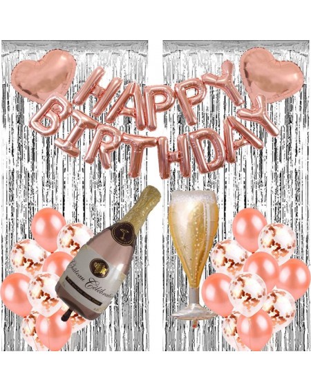 Balloons Birthday Party Supplies-Happy Birthday Bridal Baby/Shower Decorations Balloons (Silver Rose Gold) - Silver Rose Gold...
