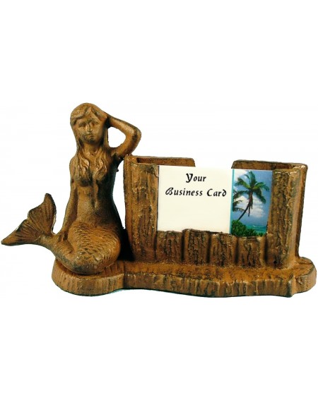 Place Cards & Place Card Holders Cast Iron Tropical Mermaid Business Card Holder 578 Coastal Nautical Decor - CN11FRSAO43 $15.82