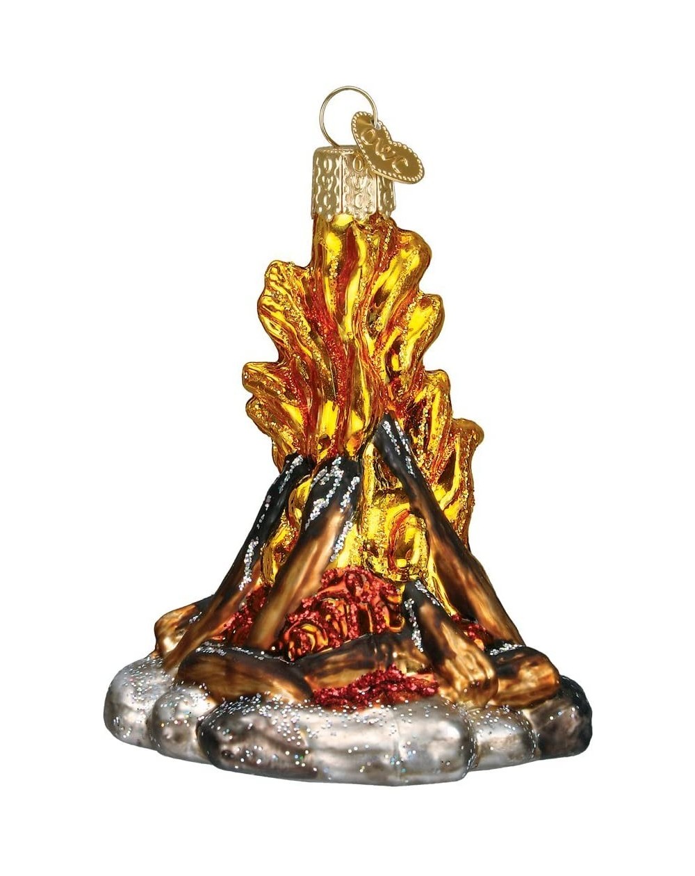 Ornaments Christmas Glass Blown Ornament with S-Hook and Gift Box- Outside Collection (Campfire) - Campfire - CP18GDYU7LT $13.94