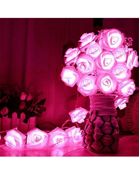 Outdoor String Lights 20 Led Battery Operated String Romantic Flower Rose Fairy Light Lamp Outdoor for Valentine's Day- Weddi...