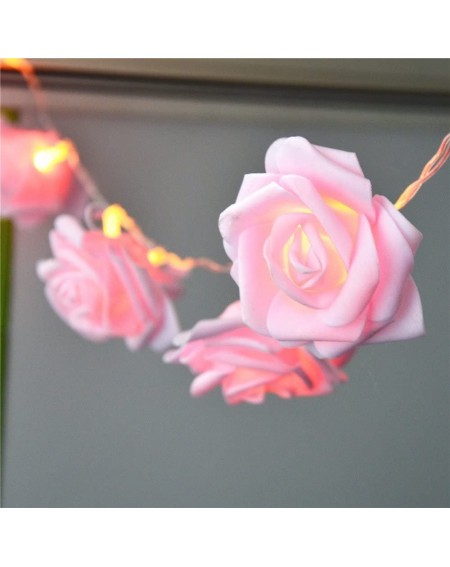 Outdoor String Lights 20 Led Battery Operated String Romantic Flower Rose Fairy Light Lamp Outdoor for Valentine's Day- Weddi...