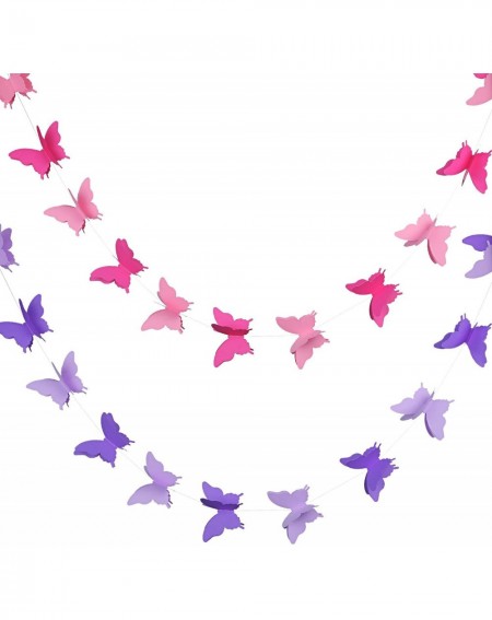 Banners & Garlands 2 Pieces 3D Paper Butterfly Banner Hanging Decorative Garland for Wedding- Baby Shower- Birthday and Theme...