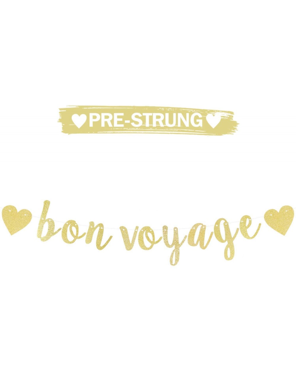 Banners Bon Voyage Gold Glitter Bunting Banner Perfect for Farewell Goodbye Retirement Party Decorations. - CY18TCAU3DZ $12.54