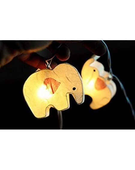 Indoor String Lights Battery AA 20 LED Handmade Colorful Elephant Zoo Animal Plant Paper Lantern String Light Kid Bedroom Lig...