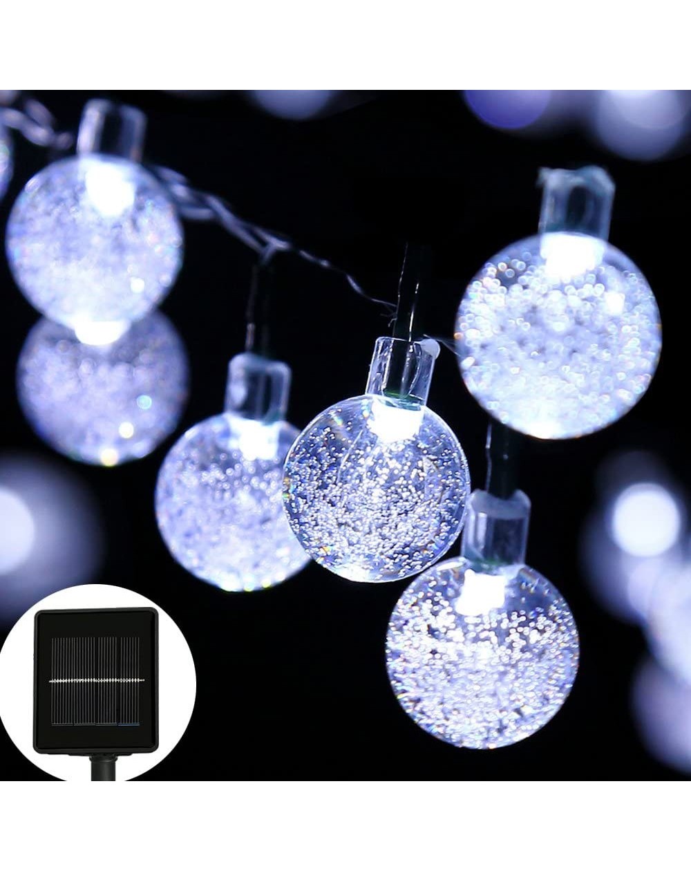 Outdoor String Lights easyDecor Globe Solar String Lights 30 LED 21ft 8 Mode Bubble Crystal Ball Christmas Fairy String Light...