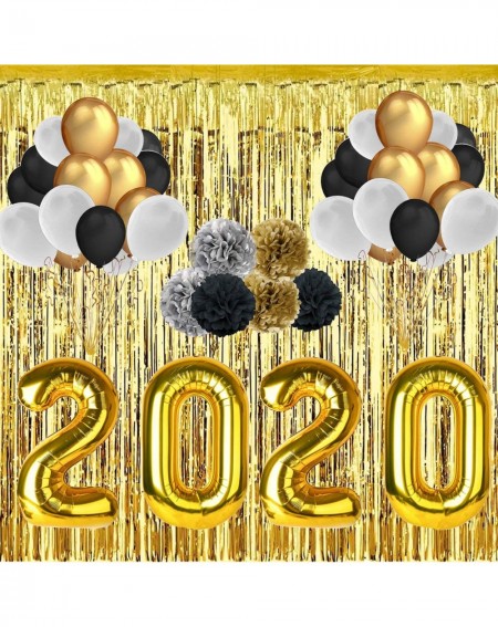 Balloons 2020 Graduration Party Supplies - 40" 2020 Foil Gold Balloons - 30 Pieces 12" Latex Balloon - 118" Foil Gold Rain Cu...
