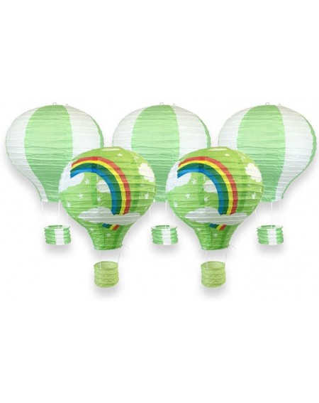 Sky Lanterns Decorative 12-Inch Hanging Hot Air Balloon Paper Lanterns (5pc- Green Rainbow) - Green Rainbow - CW17YHT9GU0 $34.40